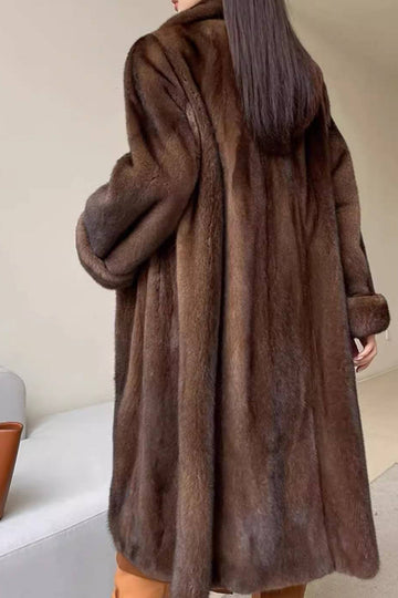 Kaffe Open Front Faux Fur Long Women Fluffy Coat